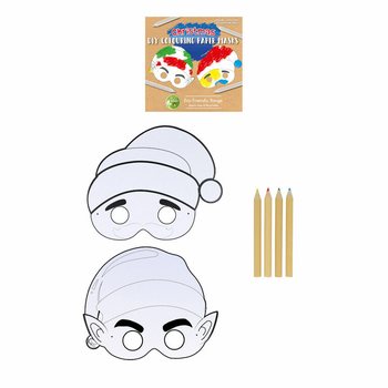 Masque de Noël à Colorier ECO FRIENDLY avec 4 Crayons (12 pièces)