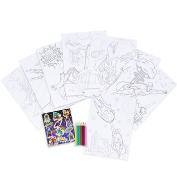 GRAND KIT DE COLORIAGE - MOD&Egrave;LE : SUPER-H&Eacute;ROS - 22x30x1 CM (12 pcs)