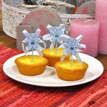 PICS &Agrave; CUPCAKE NAISSANCE - OURS BLEU (12 pcs)