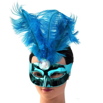 Masque Loup Bleu avec Plumes - Mod&egrave;le 17 (6 pcs.)