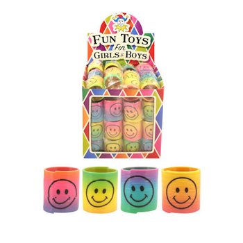 MINI RESSORTS SPIRALE SMILEY Ø3.5 CM EN PRÉSENTOIR (60 pcs)