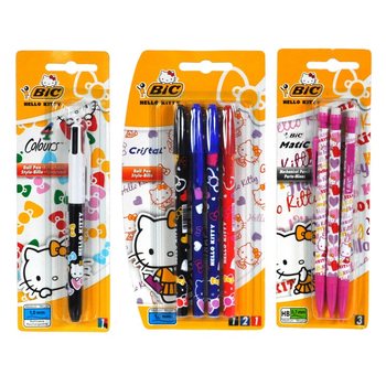 ASSORTIMENT STYLOS BIC HELLO KITTY SUR CARTE (12 pcs)