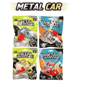VOITURE EN M&Eacute;TAL &Agrave; LANCEMENT AVEC CL&Eacute; - EN SAC CADEAU - COULEURS MIXTES (24 pcs)