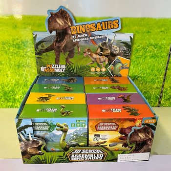 Kit de Construction Dinosaure 3D en Bo&icirc;te Cadeau - Pr&eacute;sentoir (8 pcs.)