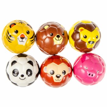 Balles Visages d'Animaux en Mousse &Oslash; 6,3 cm en Pr&eacute;sentoir (24 pcs)