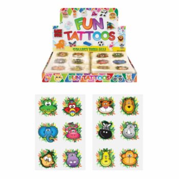 Tatouages Jungle Fun - Présentoir (96 pièces)
