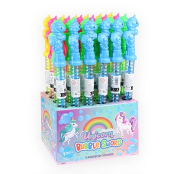 GRAND TUBE À BULLES DE SAVON LICORNE 35 CM EN PRÉSENTOIR (24 pcs)