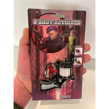 PISTOLET &Agrave; AMORCES 8 COUPS SUR CARTE (24 pcs.)