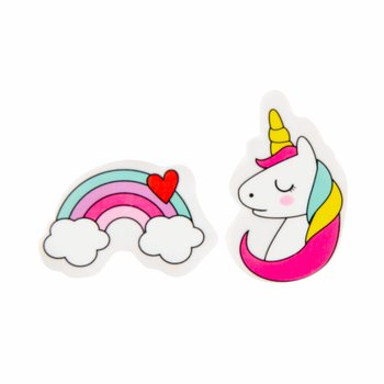 GOMME Lot de 2 LICORNE / ARC-EN-CIEL EN PR&Eacute;SENTOIR (36 pcs)