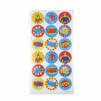 STICKERS FUN - SUPER-H&Eacute;ROS 18 STICKERS PAR FEUILLE (10 pcs)