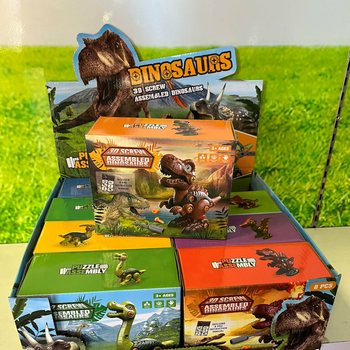 Kit de Construction Dinosaure 3D en Bo&icirc;te Cadeau - Pr&eacute;sentoir (8 pcs.)