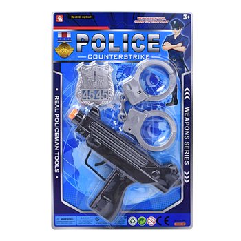 Set de Police Jouet avec Mitraillette, Menottes & Badge (6 pcs)