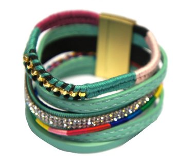 Bracelet Ibiza Turquoise - 6 Rangs avec Fermoir Magnétique (1 pc)