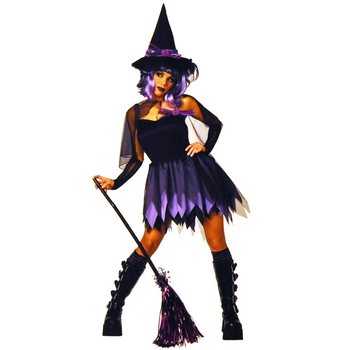 COSTUME DE SORCIÈRE NOIR/VIOLET POUR ENFANTS - TAILLE 164
