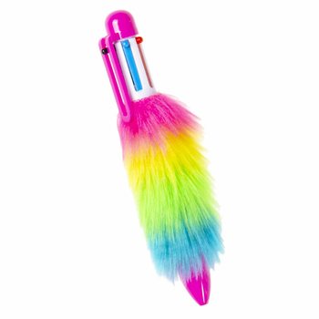 STYLO &Agrave; BILLE FLUFFY AVEC 6 COULEURS - EN PR&Eacute;SENTOIR (24 pcs)