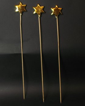 &Eacute;TOILE DE NO&Euml;L SUR TIGE - OR (6 pcs)