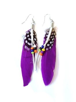 Boucles d'oreilles plume violettes (1 pc)