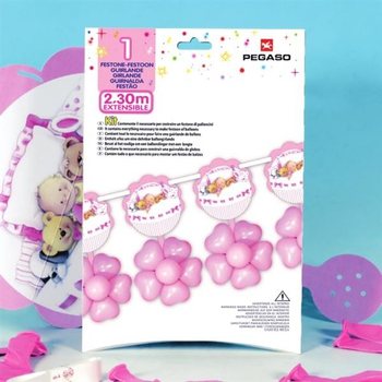 GRANDE GUIRLANDE DE BALLONS 2,3 MÈTRES - ROSE (3 pcs)