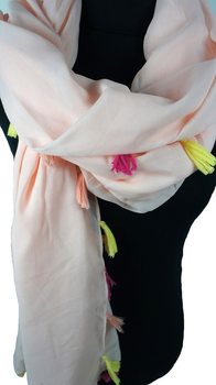 Écharpe de Luxe Style Ibiza Saumon avec Glands (1 pce)