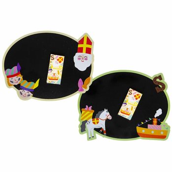 Ardoise de Saint-Nicolas avec bo&icirc;te de craies (24 pcs.)