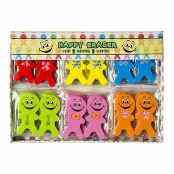 Gommes Smiley Joyeux en 2 pi&egrave;ces (36 sets)