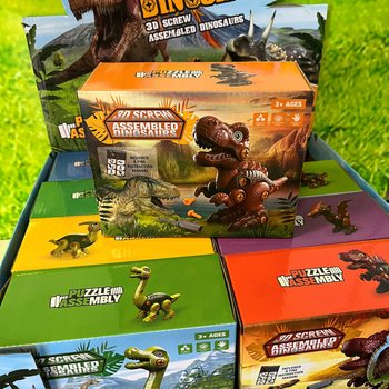 Kit de Construction Dinosaure 3D en Bo&icirc;te Cadeau - Pr&eacute;sentoir (8 pcs.)