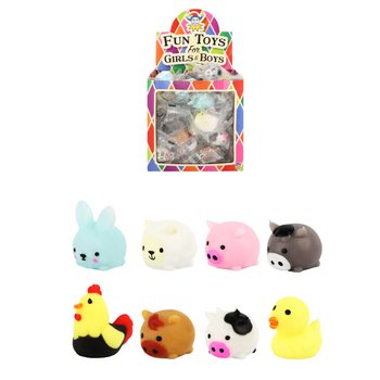 SQUISHY MINIATURE - ANIMAUX DE LA FERME - EN PRÉSENTOIR DE COMPTOIR (96 pcs)