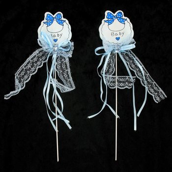 PIC À GÂTEAU DE NAISSANCE - BLEU BÉBÉ (12 pcs)