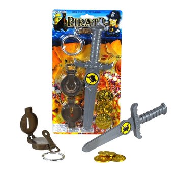 Set de Pirate : Poignard, Boussole, Boucle d'oreille & Pièces (6 pcs)