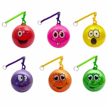 BALLE SMILEY AVEC CORDE / BALLE BUNGEE &Oslash;23 cm (10 pcs)