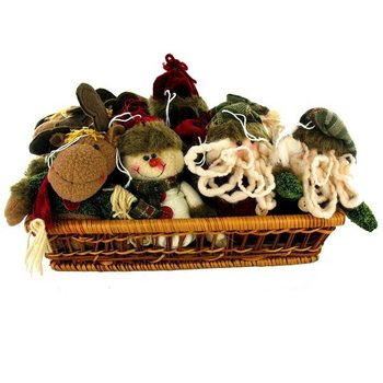 BONHOMME DE NEIGE & P&Egrave;RE NO&Euml;L EN PELUCHE DANS UN PANIER - MOD&Egrave;LE 3 (12 pcs)