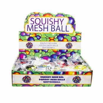 BALLE SQUISHY - Diam&egrave;tre : 5 cm - MIX COULEURS VIVES EN PR&Eacute;SENTOIR (24 pcs)