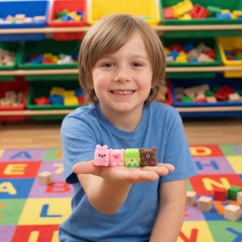 Squishy P&ecirc;che aux Canards - Cube Animals - En Pr&eacute;sentoir (96 pcs)