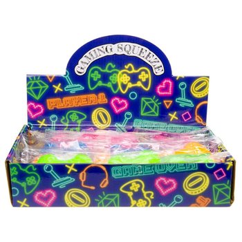 Manette Antistress Squeeze - Couleurs N&eacute;on Mix - en Pr&eacute;sentoir (12 pcs)