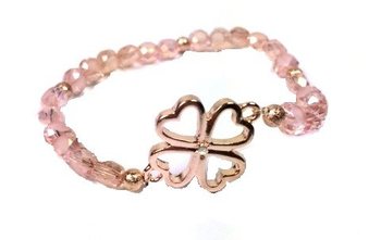 Bracelet Style Ibiza Rose Trèfle - Élastique (1 pc)