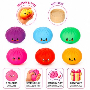 RAGE - LUCKY DUMPLINGS - Squishy Bun Dumplings GRAND Dim. 8.5 x 8.5 x 4.8 cm - EN DISPLAY (12 pcs)