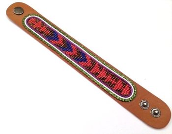 Bracelet en cuir aztèque strass bleu (1 pc)