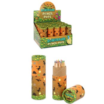 12x Crayons de Couleur en Tube : Mod&egrave;le : Dinosaure - en Pr&eacute;sentoir (20 pcs)