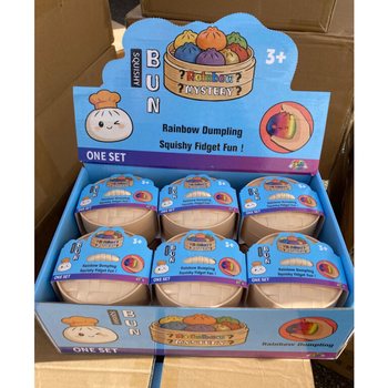 RAGE - RAINBOW Squishy Bun Dumplings GRAND (Dim. 8.5 x 8.5 x 4.8 cm) - Jouet Fidget Viral 2026 (12 pcs)
