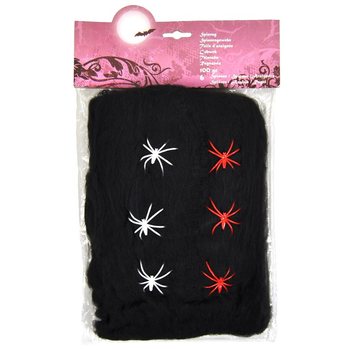 Toile d'Araignée Halloween Noire 100g avec 6 Araignées (Lot de 6)
