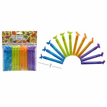 Baguettes &agrave; bulles dinosaures color&eacute;es (Pack de 12)