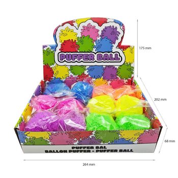 BALLE PUFFER AUX COULEURS VIVES - 8CM - EN PR&Eacute;SENTOIR (12 pcs)