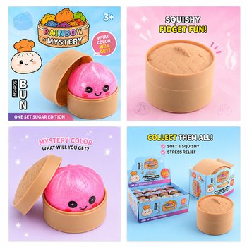RAGE - Squishy SUGAR EDITION Bun Dumplings PETIT (5.3 x 5.3 x 4.1 cm) Jouet Fidget Viral 2026 (24 pcs)