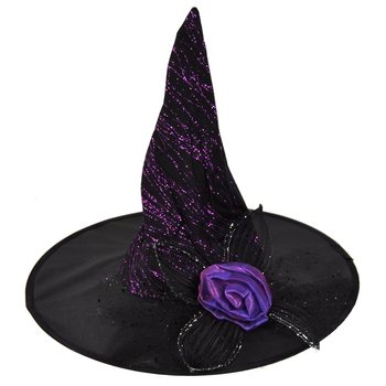 Chapeau de sorcière avec fleur violette (6 pcs)