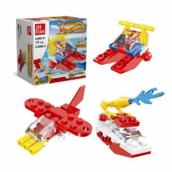 V&eacute;hicules de Pompiers en Briques de Construction - Pr&eacute;sentoir (12 pcs)