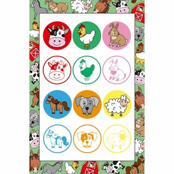Tampons Animaux de la Ferme en Pr&eacute;sentoir (60 pi&egrave;ces)