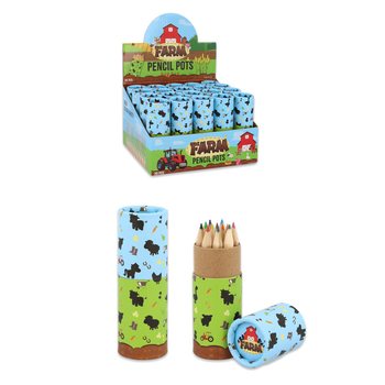 12x CRAYONS DE COULEUR EN TUBE : MOD&Egrave;LE FERME - EN PR&Eacute;SENTOIR (20 pcs)