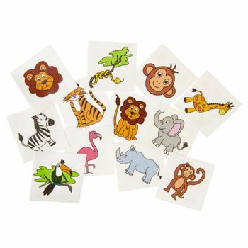 Tatouages Fun - Pr&eacute;sentoir Animaux de la Jungle (48 Packs)