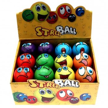 Pr&eacute;sentoir de Balles Anti-stress Smiley en PU (24 pcs)