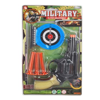 Set de Pistolet Militaire avec 3 Fl&eacute;chettes &agrave; Ventouse & Cibles (6 pi&egrave;ces)